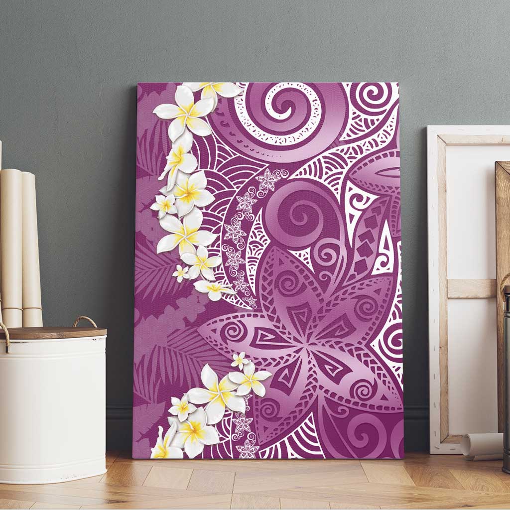Pink Polynesian Tribal Frangipani Tropical Vibe Canvas Wall Art