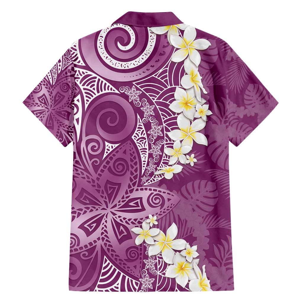 Pink Polynesian Tribal Frangipani Tropical Vibe Family Matching Puletasi and Hawaiian Shirt