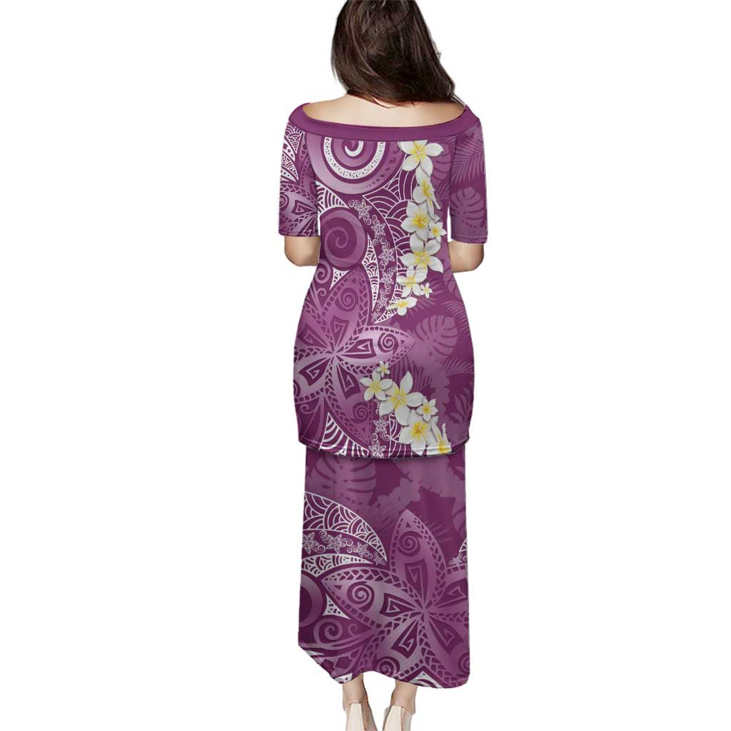 Pink Polynesian Tribal Frangipani Tropical Vibe Family Matching Puletasi and Hawaiian Shirt