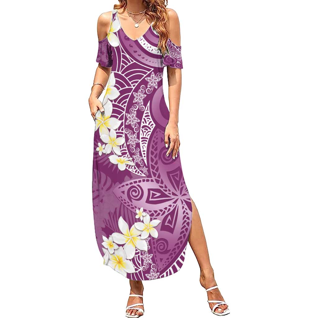 Pink Polynesian Tribal Frangipani Tropical Vibe Family Matching Summer Maxi Dress and Hawaiian Shirt