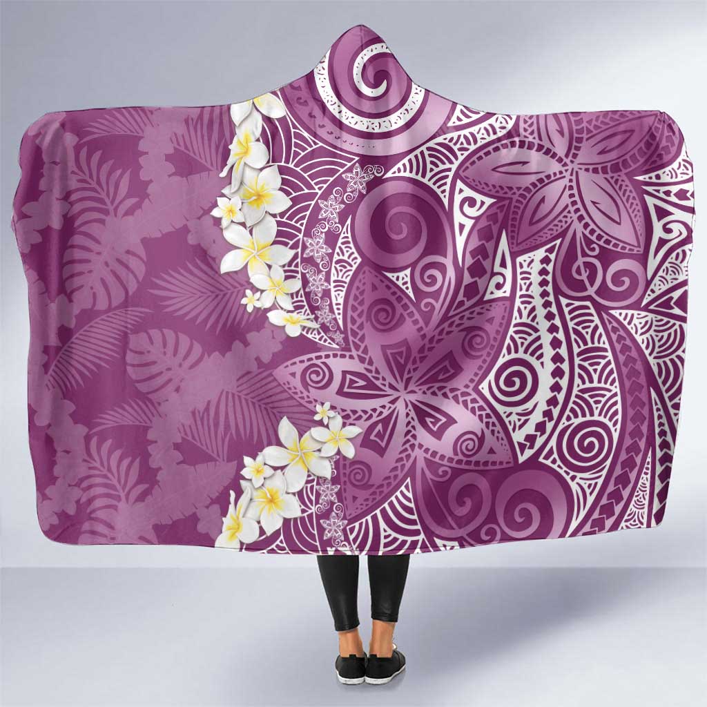 Pink Polynesian Tribal Frangipani Tropical Vibe Hooded Blanket LT14 One Size Pink - Polynesian Pride