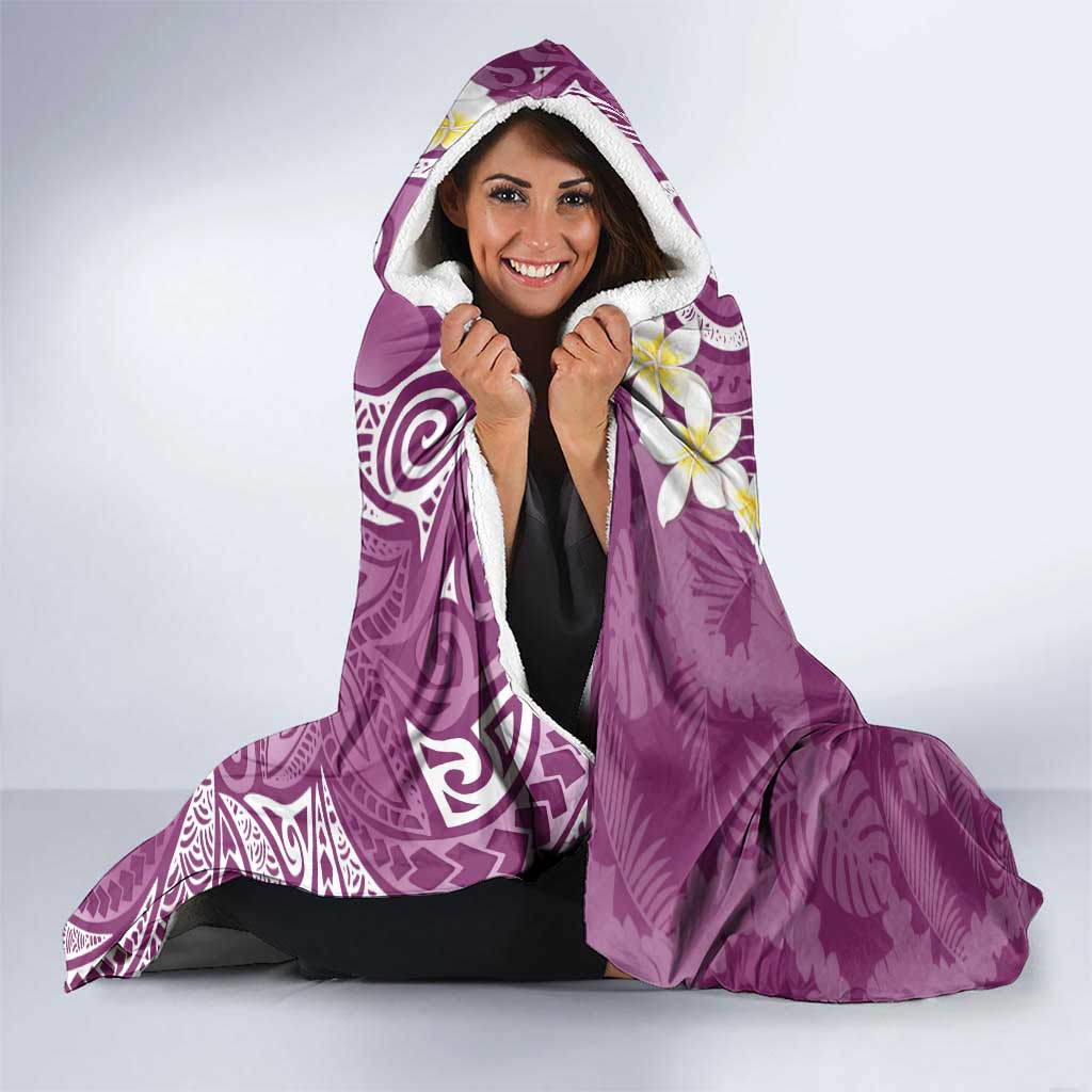 Pink Polynesian Tribal Frangipani Tropical Vibe Hooded Blanket LT14 - Polynesian Pride