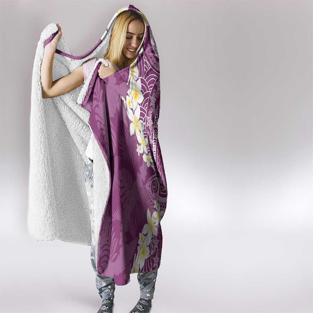 Pink Polynesian Tribal Frangipani Tropical Vibe Hooded Blanket LT14 - Polynesian Pride