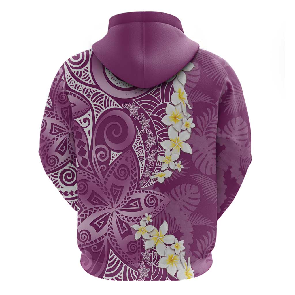 Pink Polynesian Tribal Frangipani Tropical Vibe Hoodie