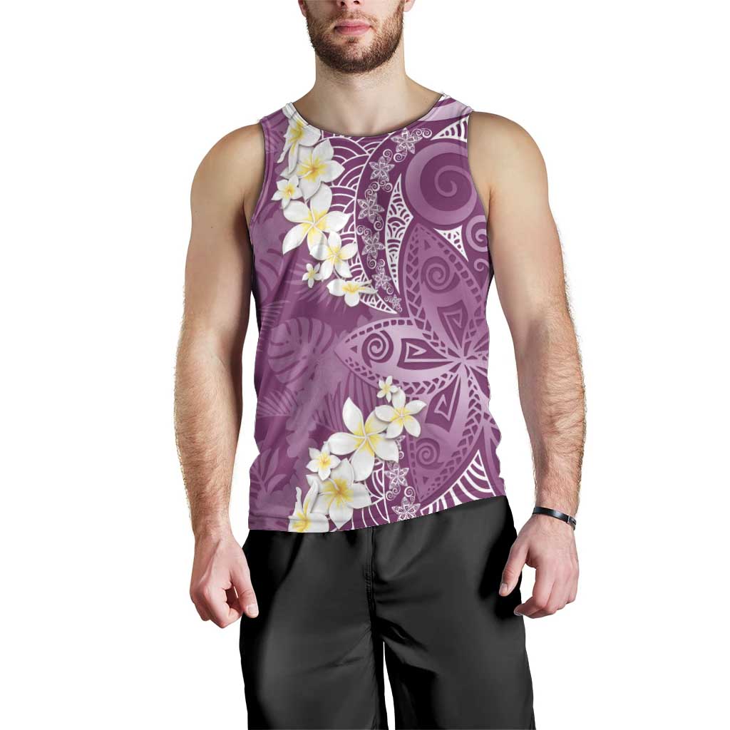 Pink Polynesian Tribal Frangipani Tropical Vibe Men Tank Top