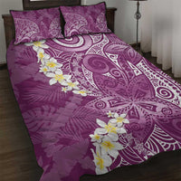 Pink Polynesian Tribal Frangipani Tropical Vibe Quilt Bed Set
