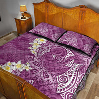 Pink Polynesian Tribal Frangipani Tropical Vibe Quilt Bed Set