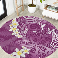 Pink Polynesian Tribal Frangipani Tropical Vibe Round Carpet LT14 Pink - Polynesian Pride