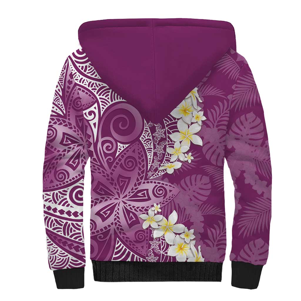 Pink Polynesian Tribal Frangipani Tropical Vibe Sherpa Hoodie