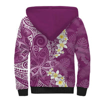Pink Polynesian Tribal Frangipani Tropical Vibe Sherpa Hoodie