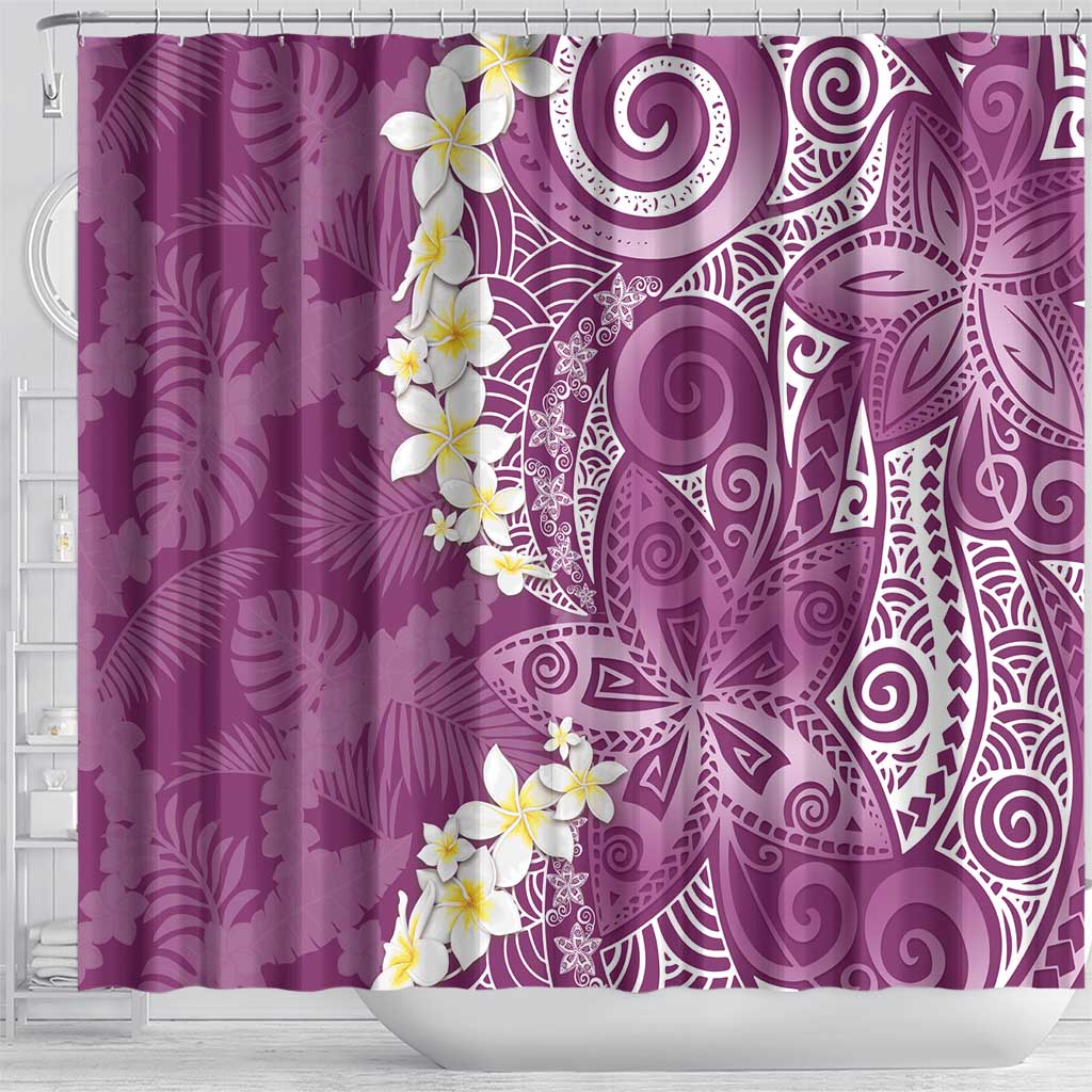 Pink Polynesian Tribal Frangipani Tropical Vibe Shower Curtain