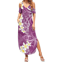 Pink Polynesian Tribal Frangipani Tropical Vibe Summer Maxi Dress