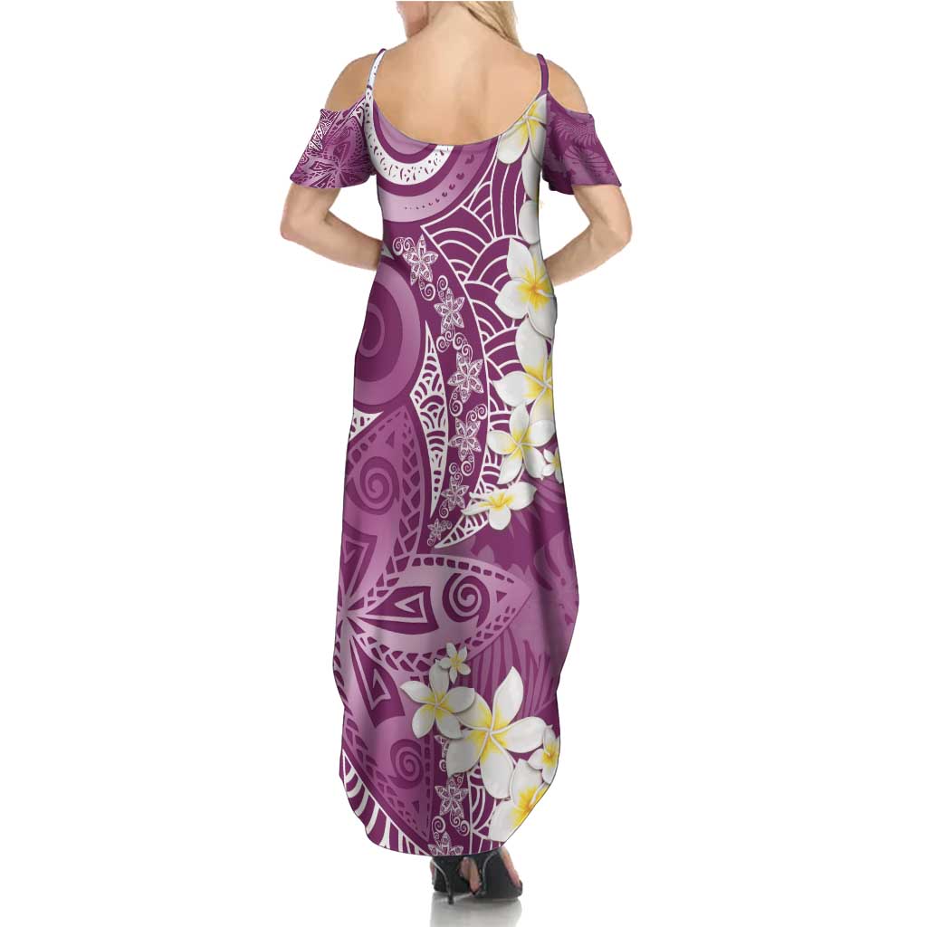 Pink Polynesian Tribal Frangipani Tropical Vibe Summer Maxi Dress