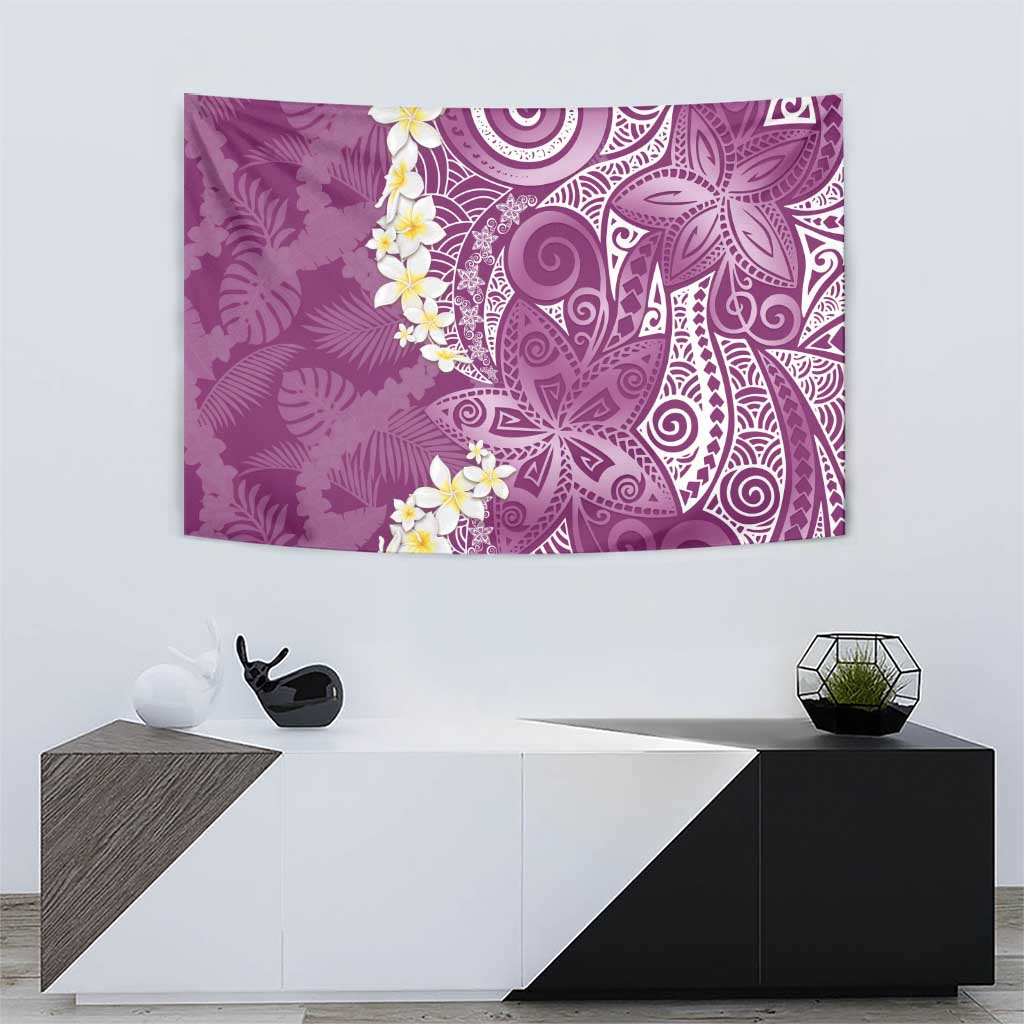Pink Polynesian Tribal Frangipani Tropical Vibe Tapestry LT14 - Polynesian Pride