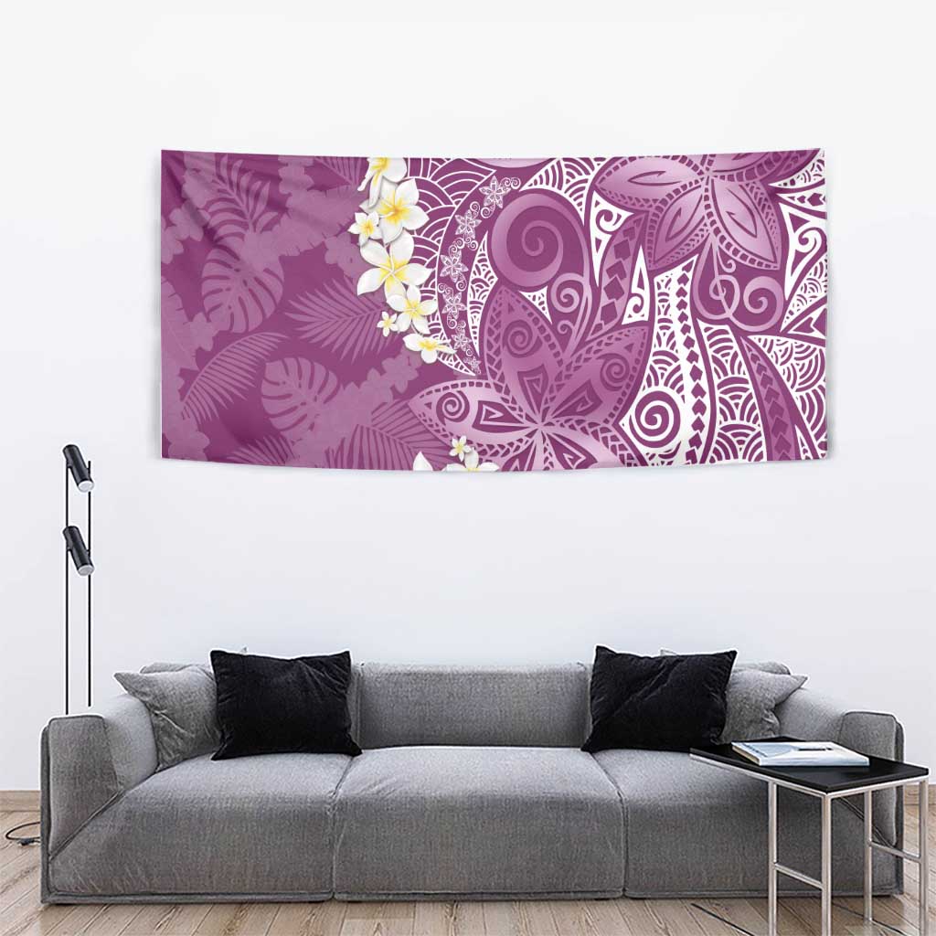 Pink Polynesian Tribal Frangipani Tropical Vibe Tapestry LT14 - Polynesian Pride