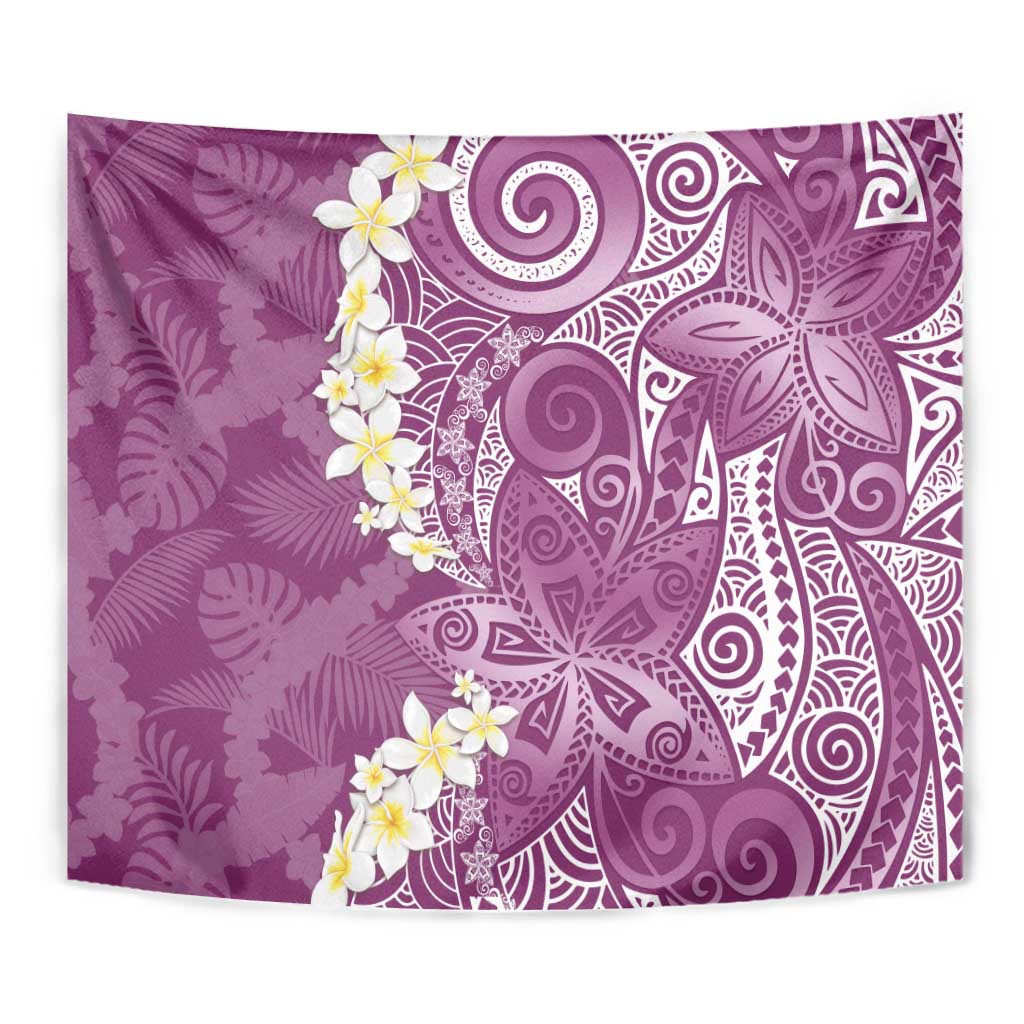 Pink Polynesian Tribal Frangipani Tropical Vibe Tapestry LT14 - Polynesian Pride