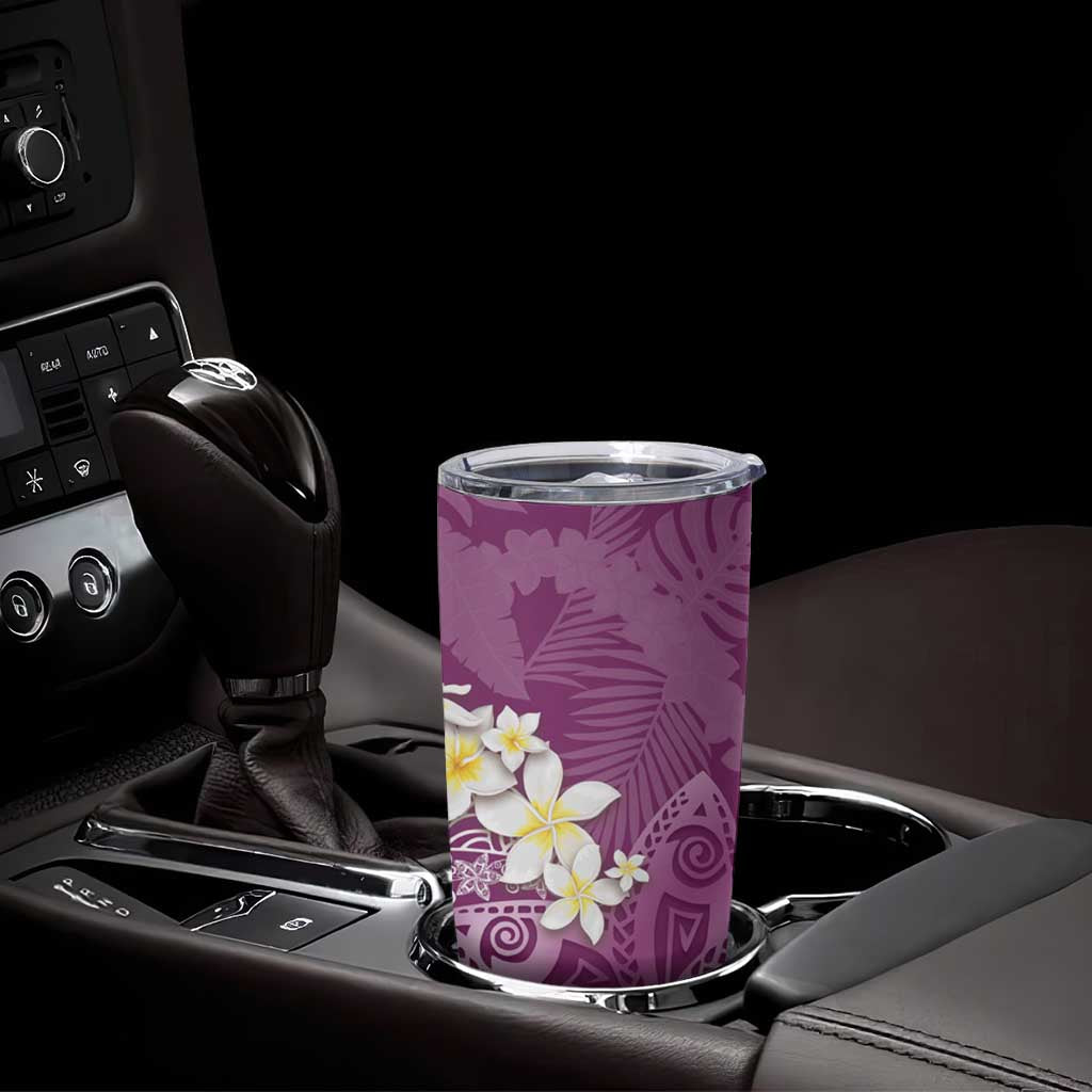 Pink Polynesian Tribal Frangipani Tropical Vibe Tumbler Cup