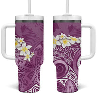 Pink Polynesian Tribal Frangipani Tropical Vibe Tumbler With Handle