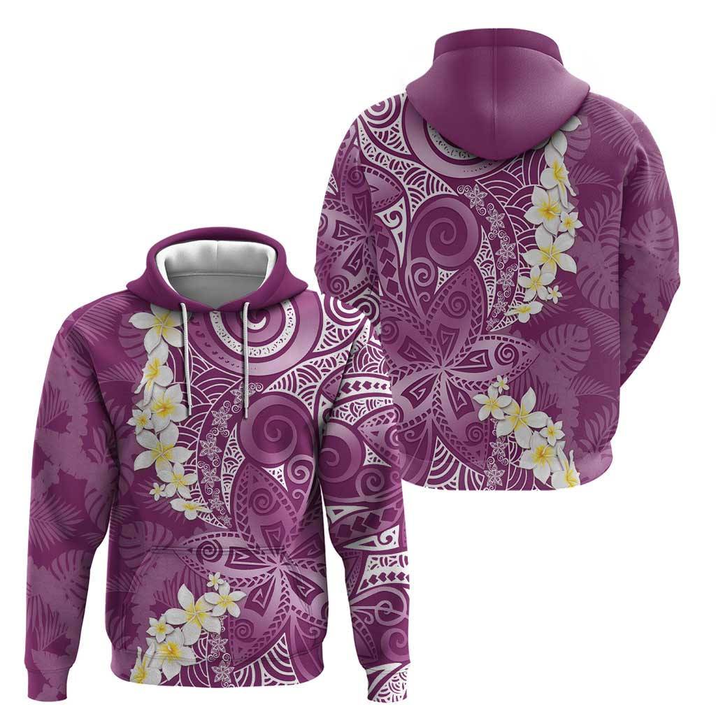 Pink Polynesian Tribal Frangipani Tropical Vibe Zip Hoodie
