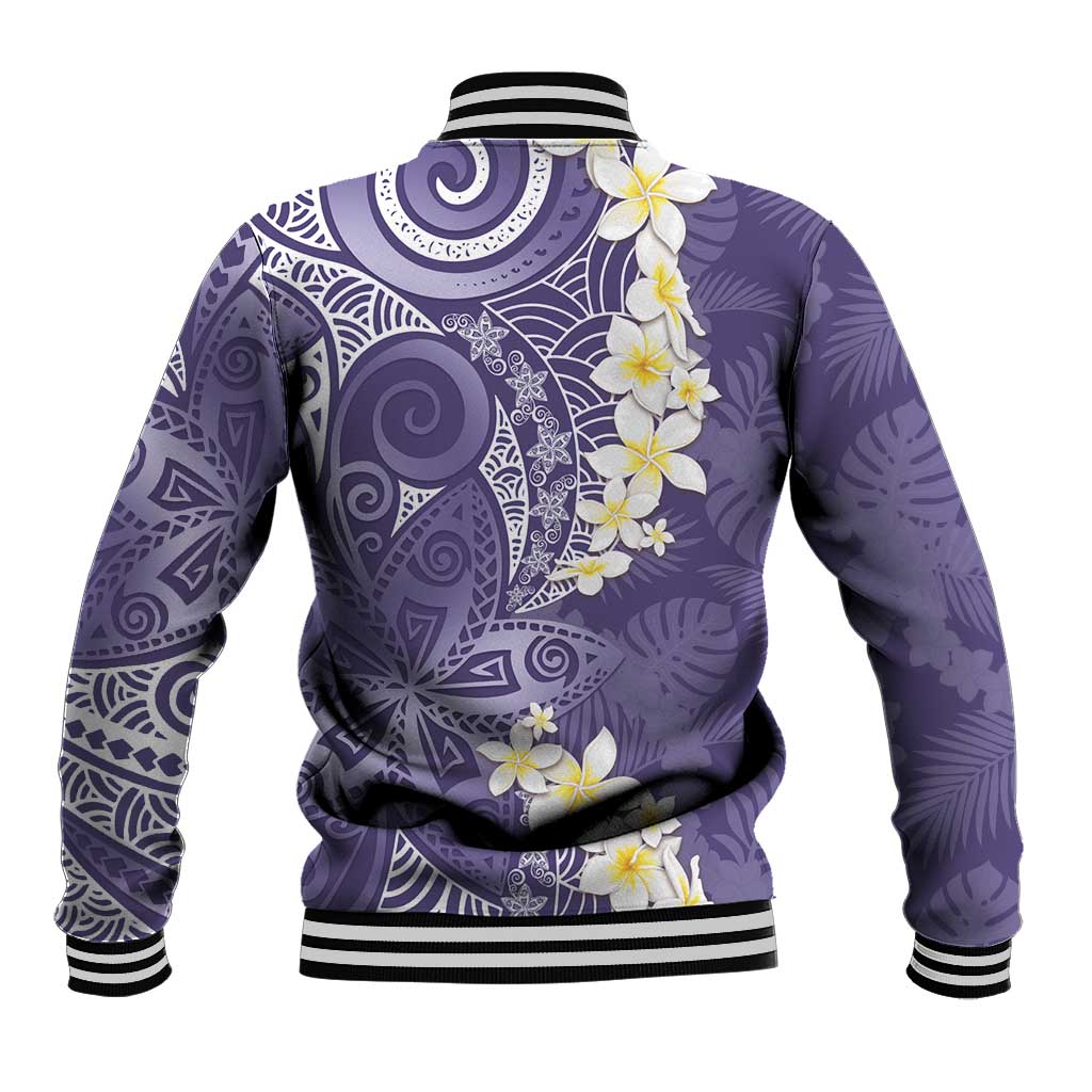 Violet Polynesian Tribal Frangipani Tropical Vibe Baseball Jacket