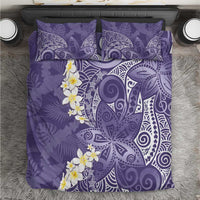 Violet Polynesian Tribal Frangipani Tropical Vibe Bedding Set