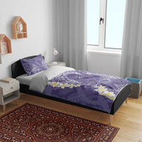 Violet Polynesian Tribal Frangipani Tropical Vibe Bedding Set