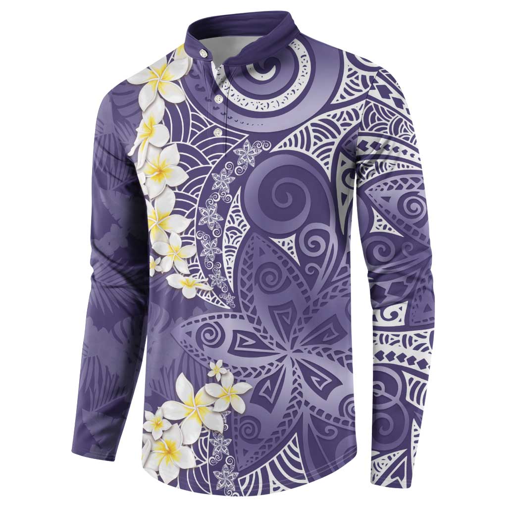 Violet Polynesian Tribal Frangipani Tropical Vibe Button Sweatshirt