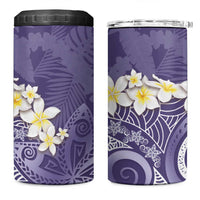 Violet Polynesian Tribal Frangipani Tropical Vibe 4 in 1 Can Cooler Tumbler