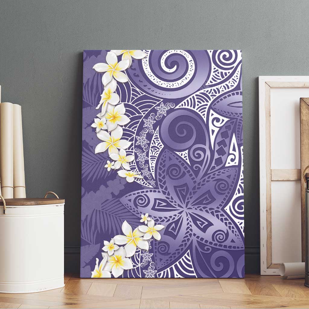 Violet Polynesian Tribal Frangipani Tropical Vibe Canvas Wall Art
