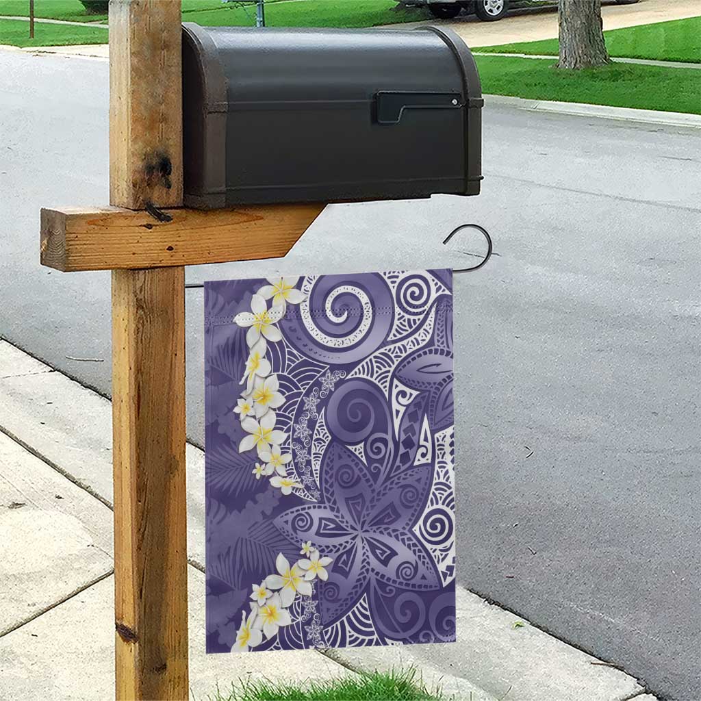 Violet Polynesian Tribal Frangipani Tropical Vibe Garden Flag