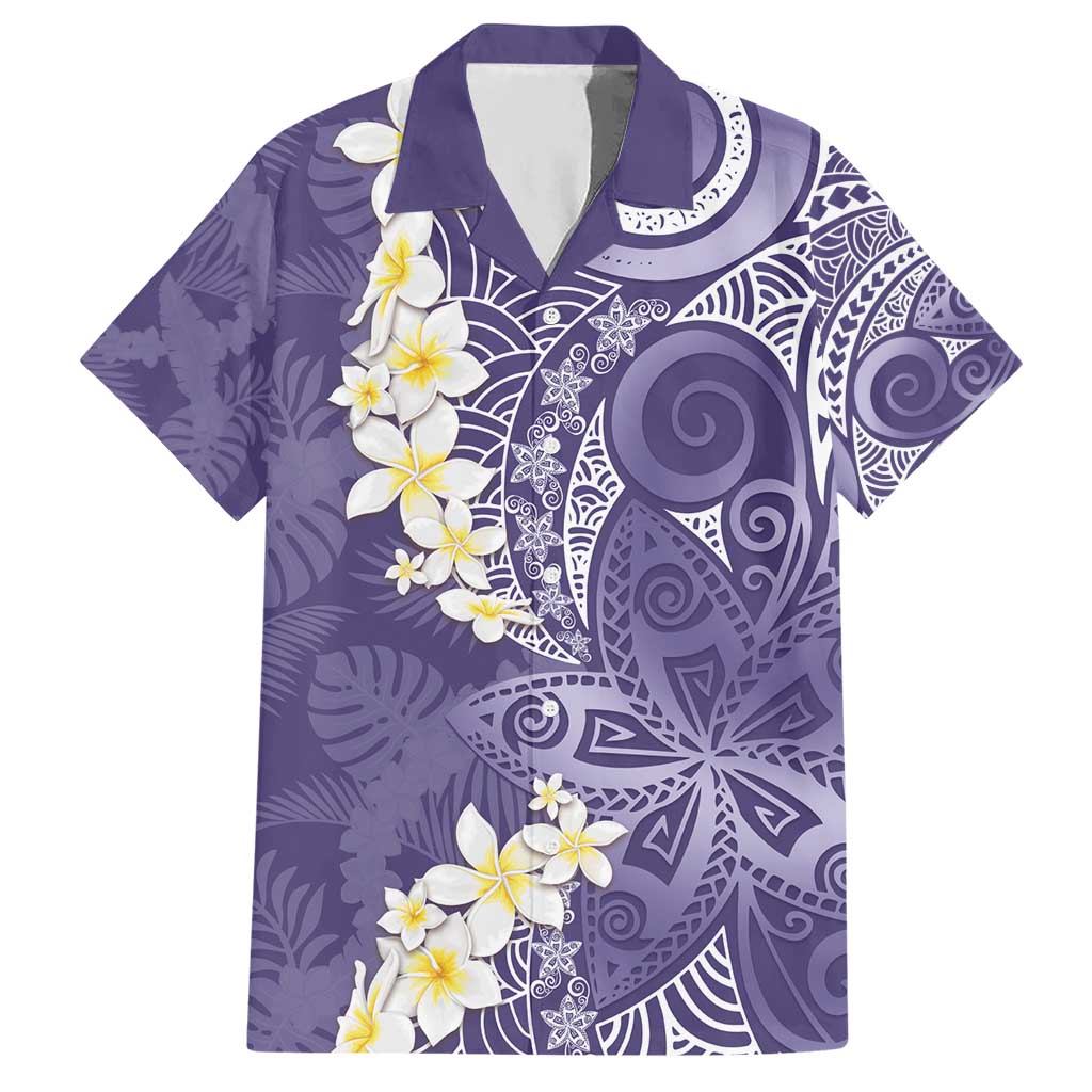 Violet Polynesian Tribal Frangipani Tropical Vibe Hawaiian Shirt