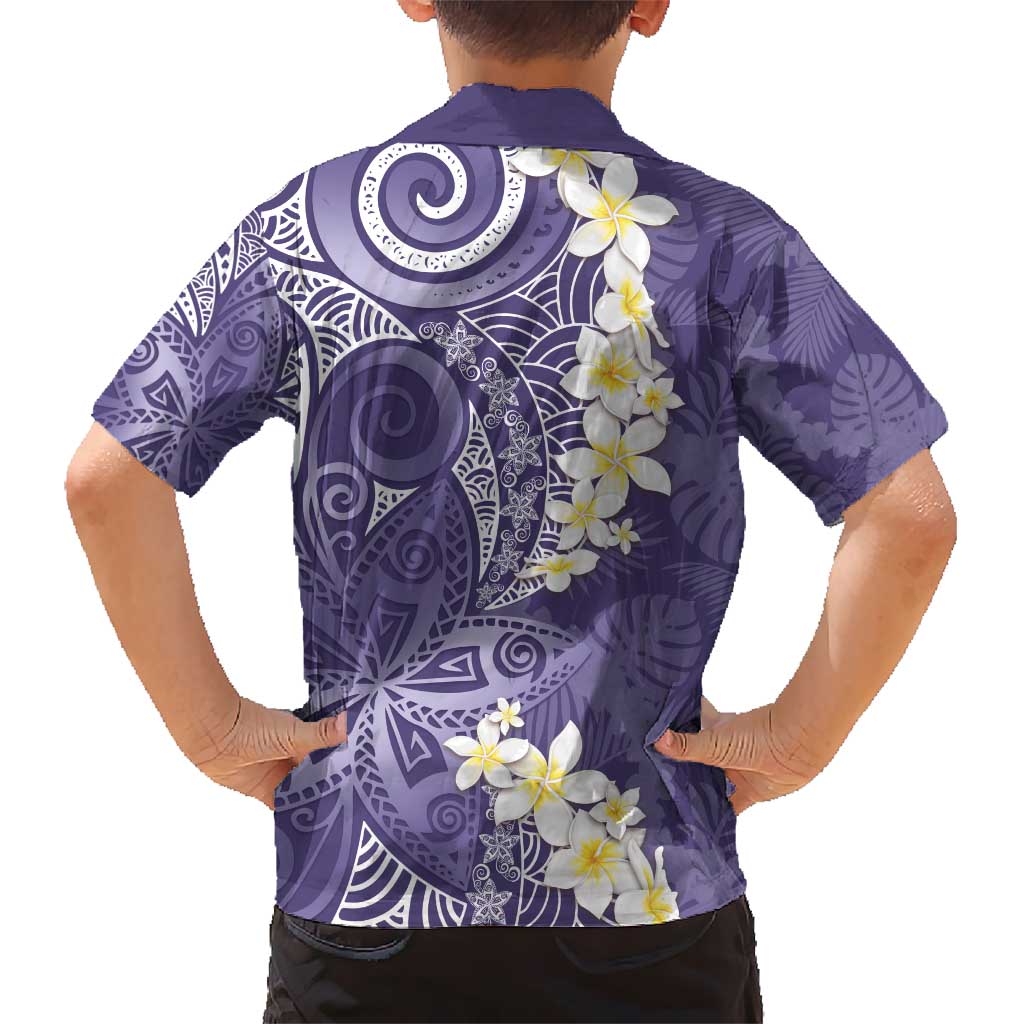 Violet Polynesian Tribal Frangipani Tropical Vibe Hawaiian Shirt