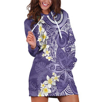 Violet Polynesian Tribal Frangipani Tropical Vibe Hoodie Dress