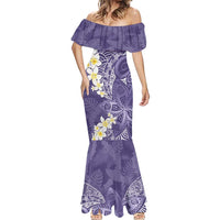 Violet Polynesian Tribal Frangipani Tropical Vibe Mermaid Dress