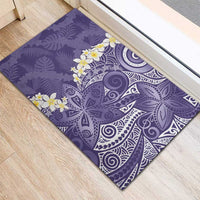 Violet Polynesian Tribal Frangipani Tropical Vibe Rubber Doormat