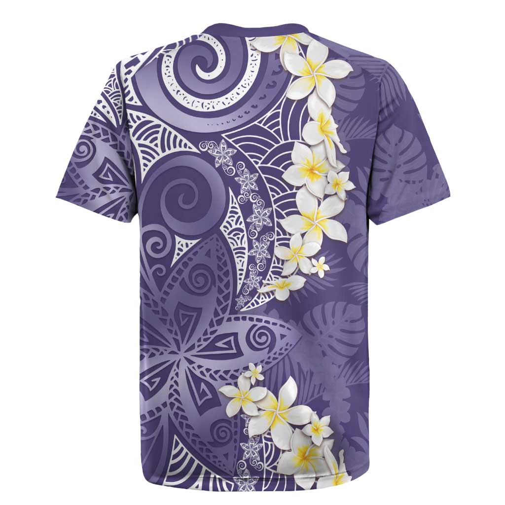 Violet Polynesian Tribal Frangipani Tropical Vibe Rugby Jersey
