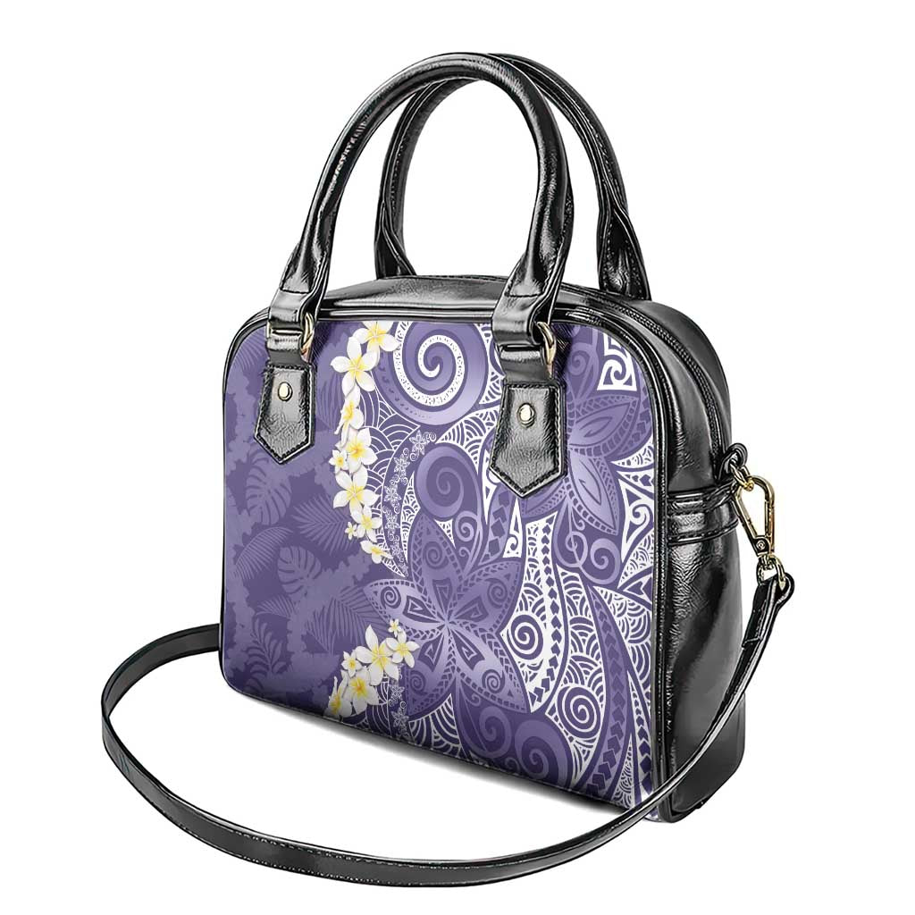 Violet Polynesian Tribal Frangipani Tropical Vibe Shoulder Handbag