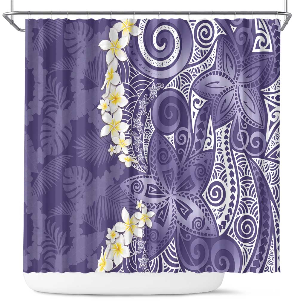 Violet Polynesian Tribal Frangipani Tropical Vibe Shower Curtain