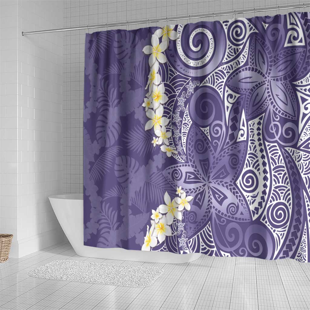Violet Polynesian Tribal Frangipani Tropical Vibe Shower Curtain