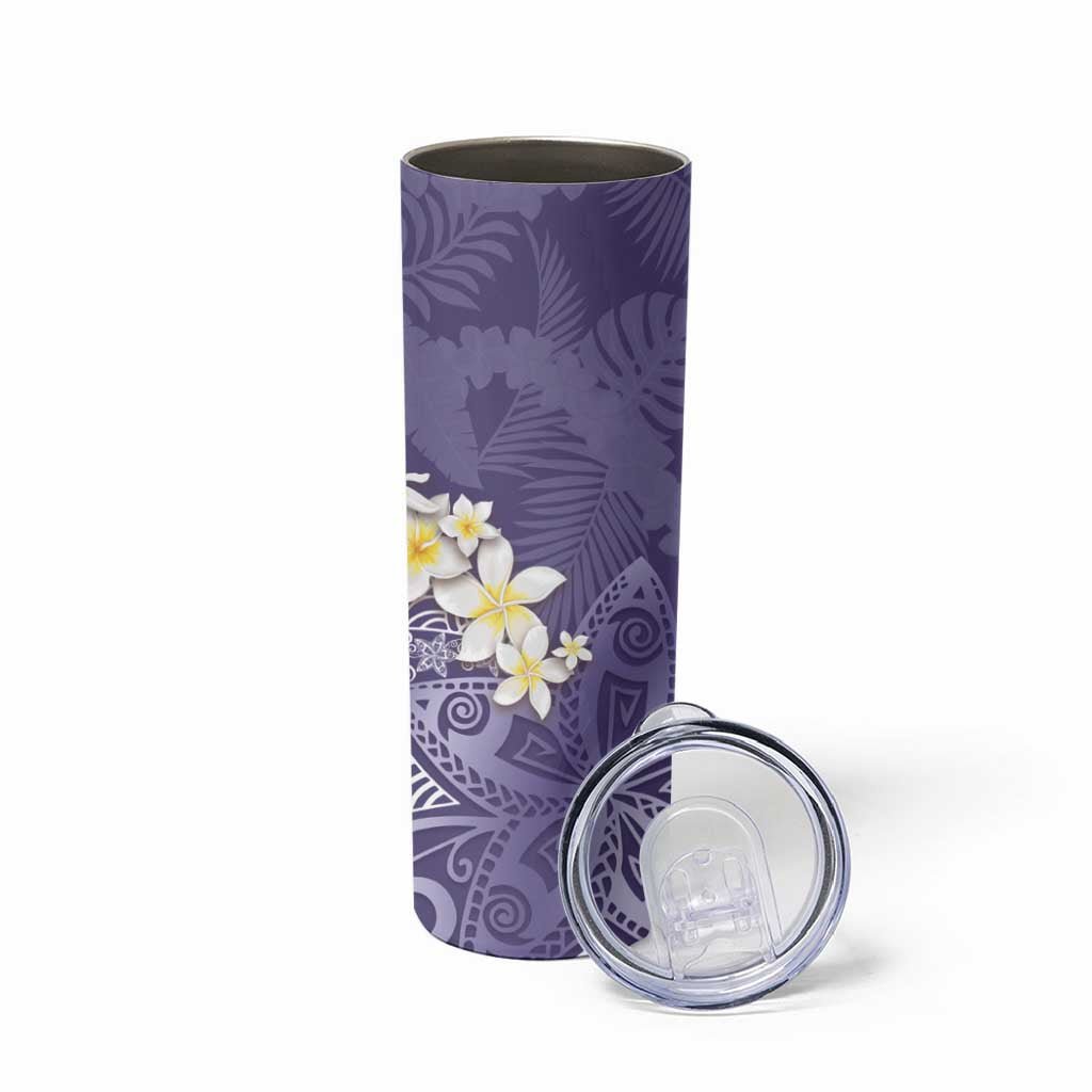 Violet Polynesian Tribal Frangipani Tropical Vibe Skinny Tumbler