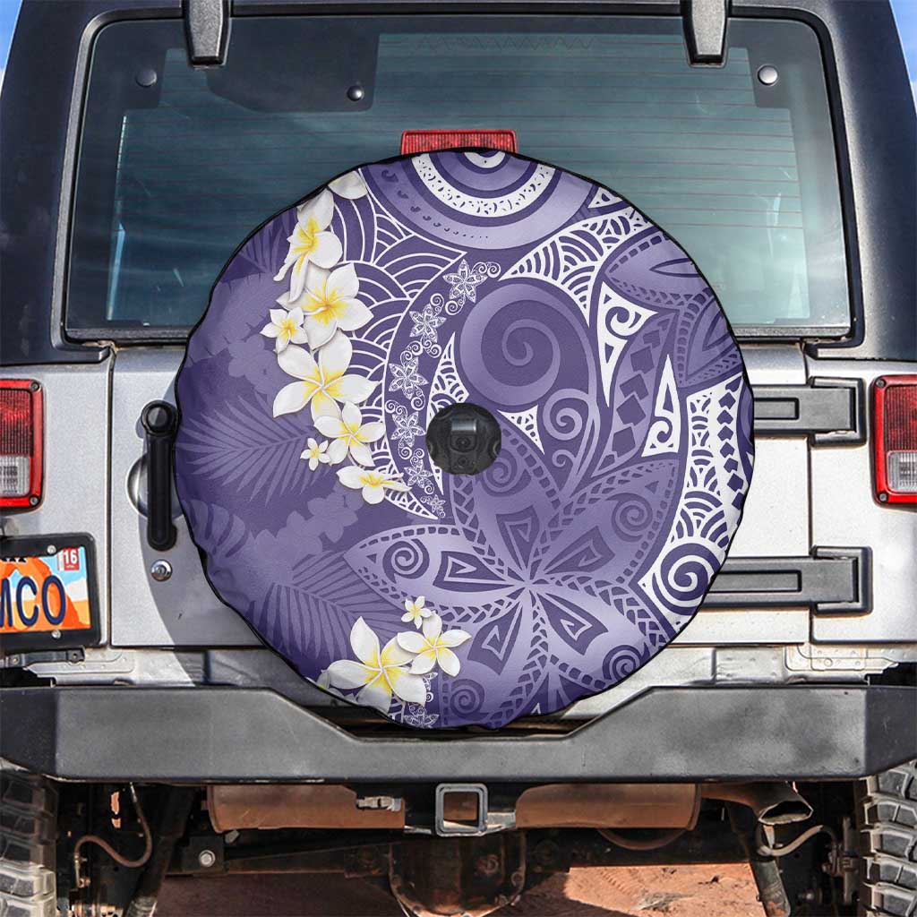 Violet Polynesian Tribal Frangipani Tropical Vibe Spare Tire Cover