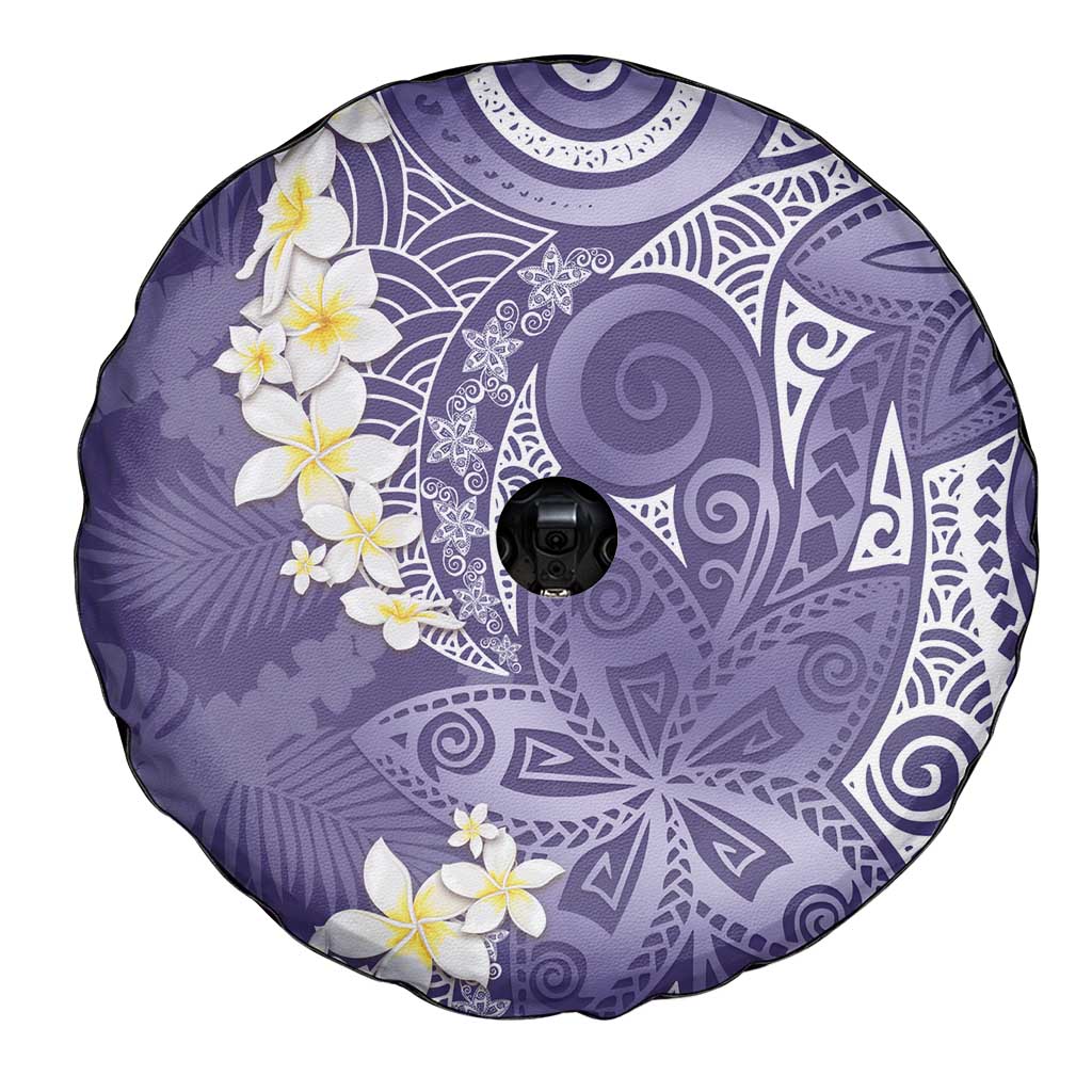 Violet Polynesian Tribal Frangipani Tropical Vibe Spare Tire Cover