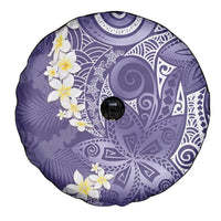 Violet Polynesian Tribal Frangipani Tropical Vibe Spare Tire Cover