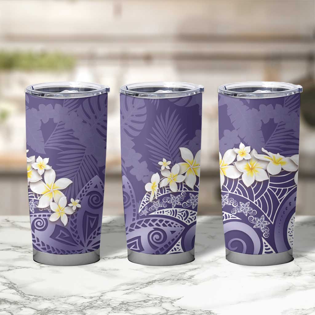 Violet Polynesian Tribal Frangipani Tropical Vibe Tumbler Cup