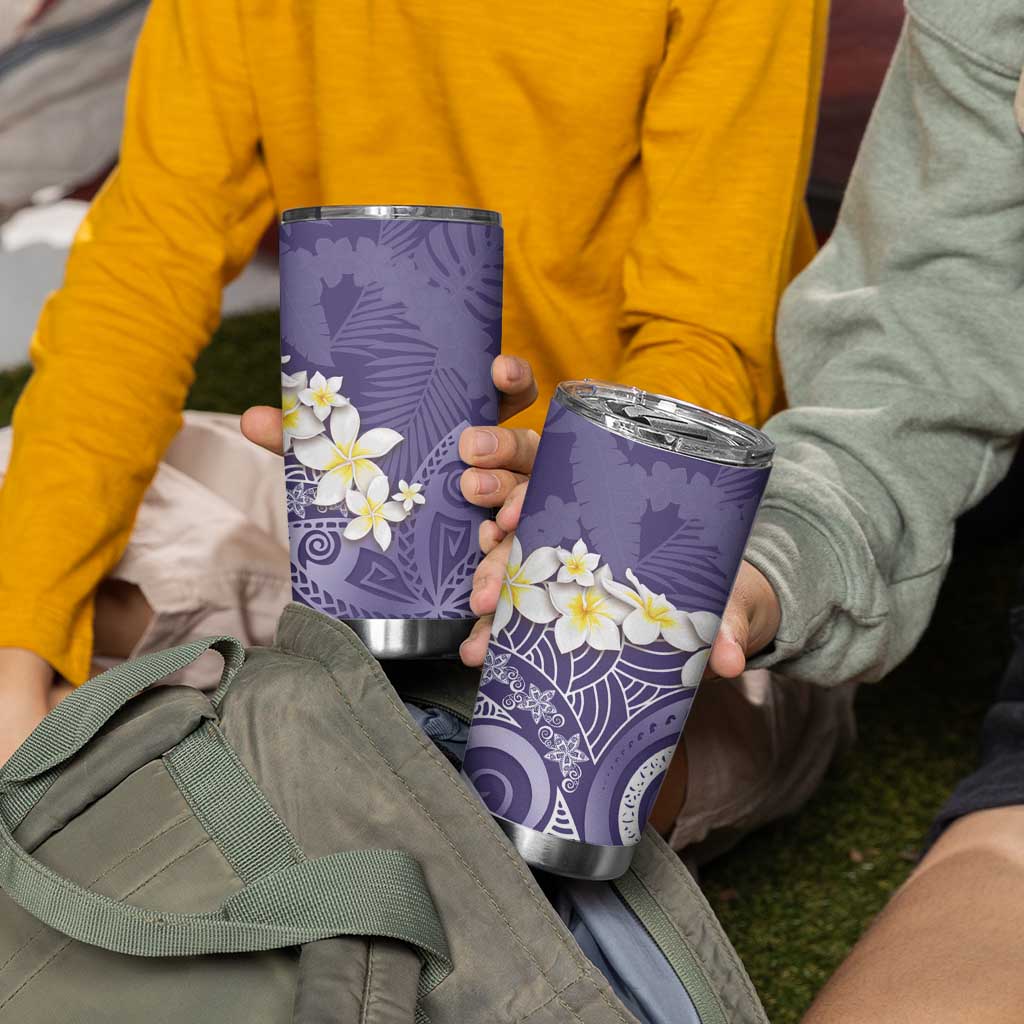 Violet Polynesian Tribal Frangipani Tropical Vibe Tumbler Cup