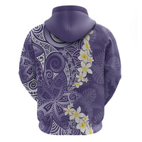Violet Polynesian Tribal Frangipani Tropical Vibe Zip Hoodie