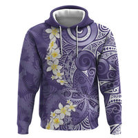 Violet Polynesian Tribal Frangipani Tropical Vibe Zip Hoodie