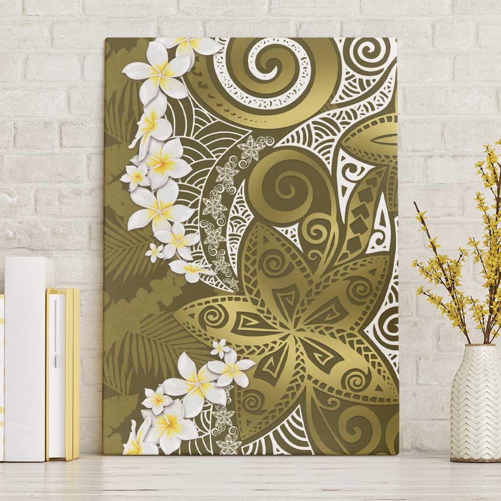 Gold Polynesian Tribal Frangipani Tropical Vibe Canvas Wall Art