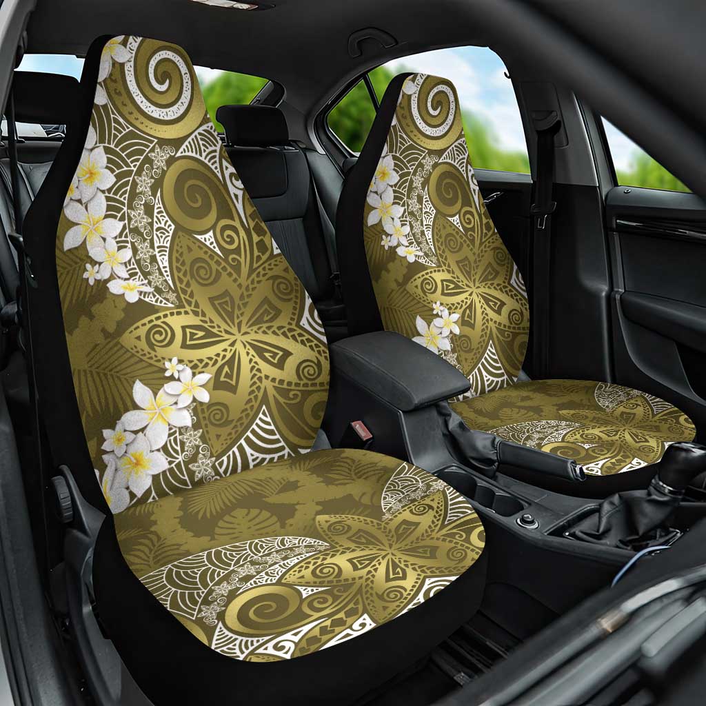 Gold Polynesian Tribal Frangipani Tropical Vibe Car Seat Cover