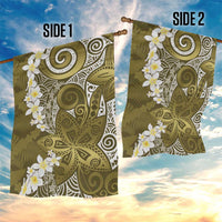 Gold Polynesian Tribal Frangipani Tropical Vibe Garden Flag